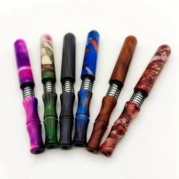 Latest Colourful Pattern Aluminium Alloy Smoking Portable Spring Herb Tobacco Philtre Tube Handpipes Cigarette Catcher Taster Bat One Hitter Holder Pipes DHL