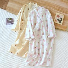 Women's Sleepwear Summer Cotton Kimonos Robes For Spring And Autumn Thin Home Clothing Multi Colours Printing Pyjamas Bathrobes
