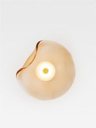 Wall Lamp Nordic Amber Irregular Round Lamps Bedroom Living Room Background Decoration Bedside Minimalist Sconces Lights