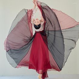 Skirts 2023 Women Chiffon Long Skirt Casual Splicing A-Line High Waist Maxi Solid Dance Femme Beach Elegant