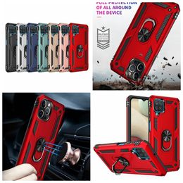 Shockproof Cases For Samsung S24 Ultra S23 FE Plus A15 A05 A05S A54 A34 M33 M53 5G Car Holder Metal Finger Ring Bracket Defender Armour Hybrid Combo Heavy Phone Cover