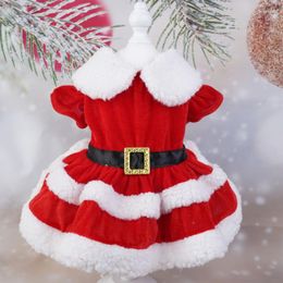 Dog Apparel Dress For Dogs Clothes Cat Pet Clothing Christmas Small Cosplay Santa Claus Winter Warm Thicken Red Yorkshire Accessories