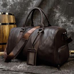 Outdoor Bags Luxury Genuine Leather Men Travel Bag Cow Shoulder For Female Male Weekend