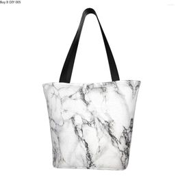 Shopping Bags Luxe Gray Marble Groceries Tote Women Texture Abstract Pattern Canvas Shopper Shoulder Bag Big Capacity Handbag