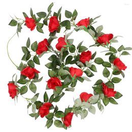 Decorative Flowers 220cm Artificial Flower Rose Vine Hanging Garland Party Home Wedding Decoration