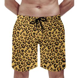 Men's Shorts Board Classic Leopard Vintage Swim Trunks Faux Fur Animal Print Quick Drying Sportswear Trendy Plus Size Beach