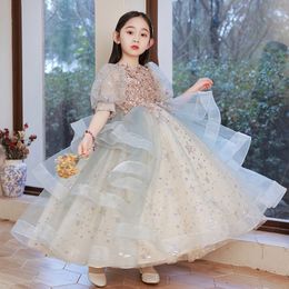 2023 Cute Flower Girl Dresses For Wedding Floral Appliques Girls Pageant Dress Birthday luxury bling sexy Dresses Lilttle Kids Birthday Pageant Weddding Gowns