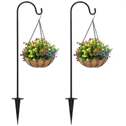 Hooks 2 Pcs Iron Floor Plug Garden Hanging Holder Plants Outdoor Lanterns Hanger Bird Feeder Stand Gardening Decor Pole