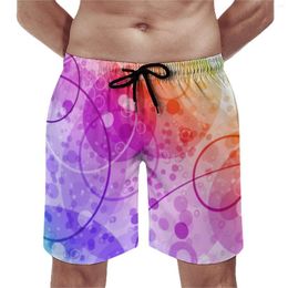 Men's Shorts Summer Gym Circles Sports Rain Bubbles In Rainbows Design Board Short Pants Hawaii Quick Dry Swim Trunks Large Size