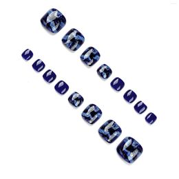 False Nails Blue Smudging Glossy Toenails Long Lasting Safe Material Waterproof For Women And Girl Nail Salon