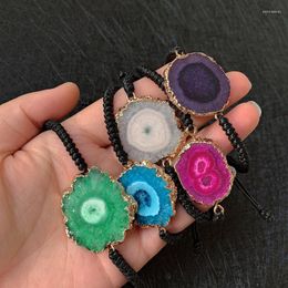 Charm Bracelets Natural Rock Crystal Agates Stone Reiki Healing Chakra Colourful Purple Flower Raw Quartz Charms Agat Femme