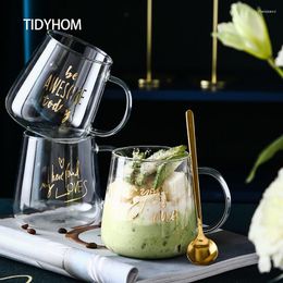 Wine Glasses 450ml Clear Glass Coffee Cup Simple Light Luxury With Spoon Handle Drink Beer Promise Juice