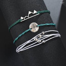 Charm Bracelets YADA Silver Colour Mountains&compass Bracelets&Bangles For Women Handmade Rope Weave Jewellery Bracelet BT200282