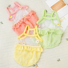 Dog Apparel Spring Summer Pet Clothes Kitten Puppy Mesh Skirt Small And Medium-sized Cute Strap Dress Thin Pajamas Chihuahua Yorkshire