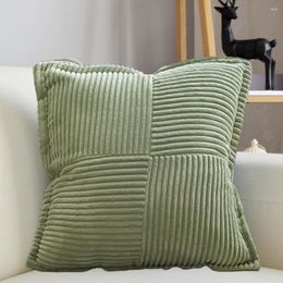 Pillow Square Decorative Case Cozy Corduroy Christmas Covers Striped Bordered Soft Cases For Festive Home