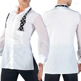 Stage Wear Customise Size Men Latin Dance Tops Long Sleeve Shirt Adult Winter Performance Tango Ballroom Dancing VDB828