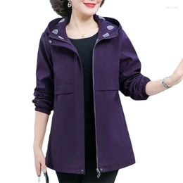 Women's Trench Coats Spring Autumn Mother's Jacket Middle-aged Women Casual Hooded Coat Fashion Mid-length Female Windbreaker Gabardina