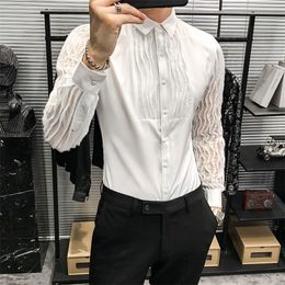 Men's Casual Shirts Sexy Tassels Men Shirt Long Sleeve Lace Party Bar Casual Sprint Autumn Outdoor Collared Dance Luxury Blouses 230901