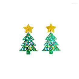 Dangle Earrings CHRISTMAS TREE Acrylic Glliter Sequines Theme Dangles For Women Festive Jewelry & Accessories