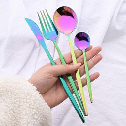 Dinnerware Sets 24Pcs Colourful Cutlery Set Western Stainless Steel Home Kitchen Wedding Flatware Knife Fork Spoon Tableware