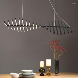 Pendant Lamps Nordic Creative Rotary Compound Villa Office Strip Project Custom Fish Bone Variable Shape Stair Chandelier