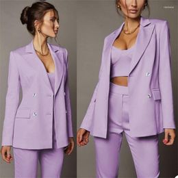 Women's Two Piece Pants Light Purple Women Suits 3 Pieces Blazer Set Formal Party Dress Custom Made Business Costume Homme (Jacket Camisole