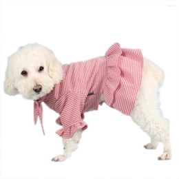 Dog Apparel Soft Breathable Pet Dress Lovely Checked Summer For Small Dogs Party Clothing Birthday