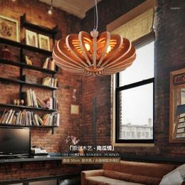Pendant Lamps Wooden Pumpkin Lights Retro Living Room Restaurant Cafe Garment Shop Loft Garden Single Head ZA MZ110