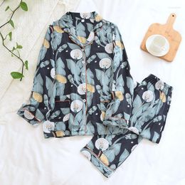 Women's Sleepwear Spring And Summer Pajamas Suit Viscose Fiber Home Service Cute Cartoon Dandelion Loose Plus Size Autumn