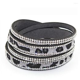 Charm Bracelets 1 Pc/lot 2023 Arrival Selling Leopard Grain Rhinestone Leather Wrap Bracelets&bangles Flannelette Bracelet For Party