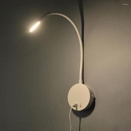Wall Lamp LED 5V 2.1A USB Charging Port Flexible Tube Reading Book Light Modern Room Headboard Nightlight Sconce