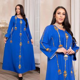 Ethnic Clothing Ramadan Middle Eastern Muslim Fashion Embroidery Abaya Blue Robe Saudi Arabian Dress Maxi Dresses Malaysia