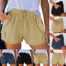 Women's Shorts Casual Elastic Pants Pocket Colour Waist Drawstring Comfy Solid