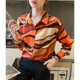 Women's Blouses Ready Stock European And American Style Floral Print Loose Lapel Long-sleeved Fashion Shirt