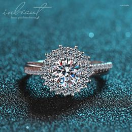 Cluster Rings Inbeaut Love Engagement Ring 925 Silver Excellent Cut Pass Diamond Test 1 Ct D Colour Moissanite Classic Snowflake Jewellery