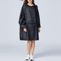 Women's Trench Coats Windbreaker Raincoat With Hood Solid Colour Fashionable Batwing Sleeve Long And Cargo Vest Girls Raining