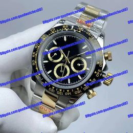 2023new luxury mens watches 40mm 116503 126503 black dial two tone gold&steel 7750 automatic movement working no chronograph stainless steel sport wristwatches