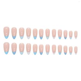 False Nails Summer Cool Blue White Fake Nail Reusable Full Coverage Artificial For Hand Decoration Art