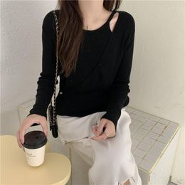 Women's Sweaters Black Lady 2 In 1 Woman Girl Spring Knit Sweater Slim Clothing Vest Top Fiting Women Coat Pull Cloth Hollowed Pullover