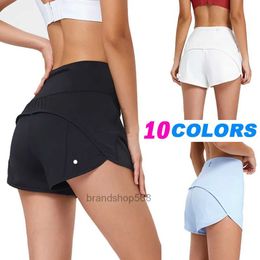 lulu Shorts yoga outfit sets Womens Sport Hotty Hot Casual Fitness Yoga Leggings Lady Girl Workout Gym Underwear Running with Zipper Pocket On t