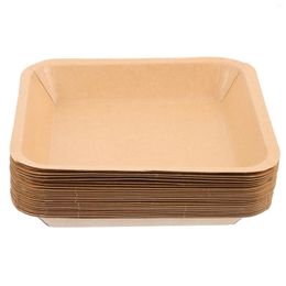 Disposable Dinnerware 25 Pcs Pack Kraft Paper Plates Packing Fried Chicken Snack BBQ Sushi Containers Serving Trays