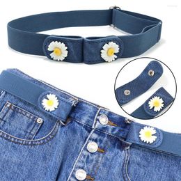 Belts Daisy Unisex Buckle-Free Elastic Belt For Jeans Pants Dress Stretch Waist Adult Women Men No Buckle Without Free