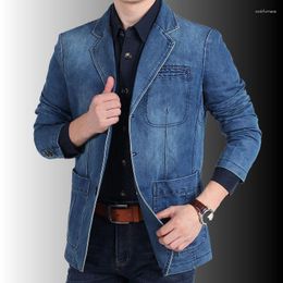 Men's Suits Winter Cotton Casual Fashion Suit Denim Blazer Jacket Male Autumn Slim Fit Jeans Blazers Outwear Coats Masculino Plus Size 4XL