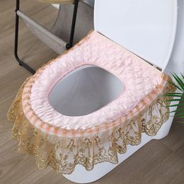 Toilet Seat Covers High-quality Household U-shaped Cushion Fashion Lace Zipper Type Mat Four Seasons Universal Ring Cover