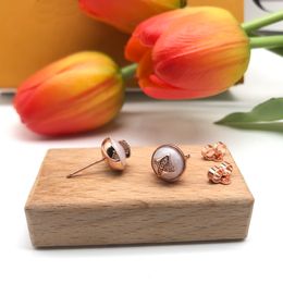 Classic black white and bluepink round ball with diamond flower Ear Studs earring high-end retro earrings fashionable versatile Jewellery Gift HLVE6 --01