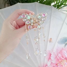 Hair Clips South Korea Metal Butterfly Hairpin Head Elegant Temperament Catch Clip Tassel Ancientry Fairy Girl Deserve To Act The Role