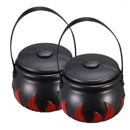 Plates Halloween Candy Bucket Containers Storage Jar Portable Decoration Buckets Kettle Witch Supplies Mini Plastic