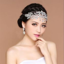 New Headpieces Forehead White Rhinestone Glass Headwear Crown Wedding Accessories Bride Special Party Women Headpieces Jewelry2290