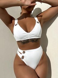 Women's Swimwear Push Up Women Swimsuit 2023 High Waist Bikini White Female Bathing Suit Beachwear Swimming Biquini Set