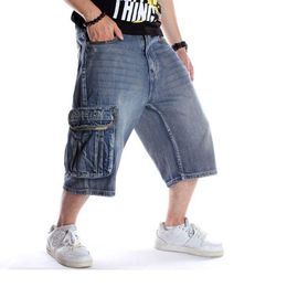 Men's Jeans Plus Size Loose Baggy Denim Short Men Fashion Solid244f